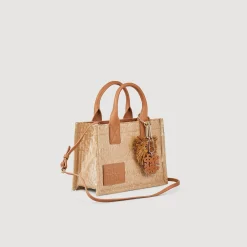Sacs Cabas|Mini Sacs*SANDRO Petit Cabas Kasbah à Sequins Beige