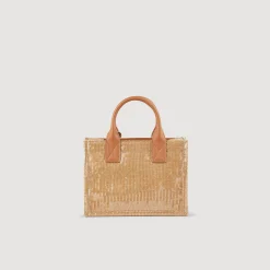 Sacs Cabas|Mini Sacs*SANDRO Petit Cabas Kasbah à Sequins Beige