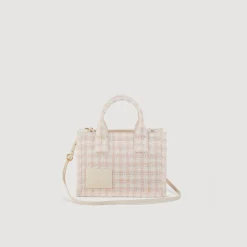 Sacs Cabas|Sacs Porté Épaule*SANDRO Petit Cabas Kasbah En Tweed Rose Clair