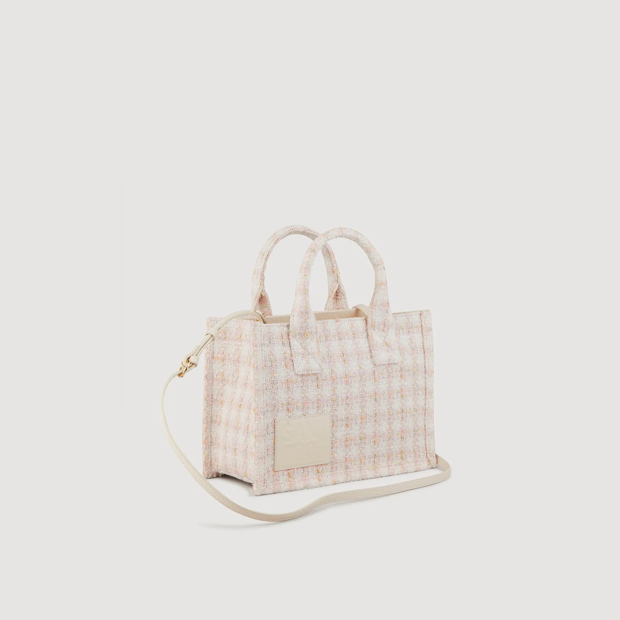 Sacs Cabas|Sacs Porté Épaule*SANDRO Petit Cabas Kasbah En Tweed Rose Clair