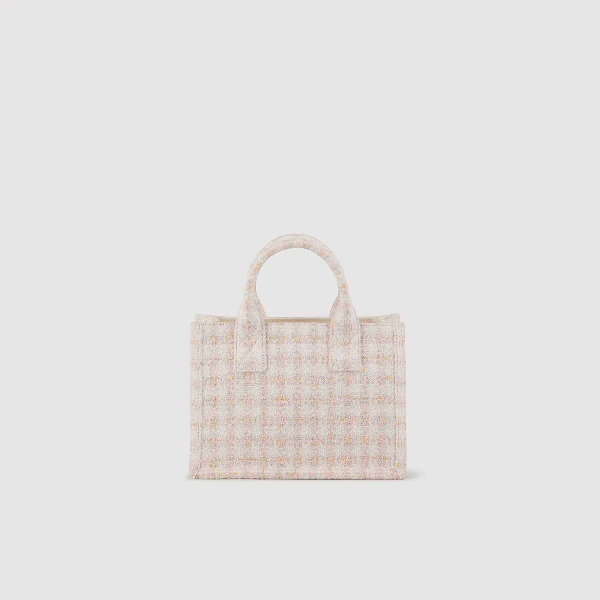 Sacs Cabas|Sacs Porté Épaule*SANDRO Petit Cabas Kasbah En Tweed Rose Clair