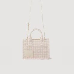 Sacs Cabas|Sacs Porté Épaule*SANDRO Petit Cabas Kasbah En Tweed Rose Clair
