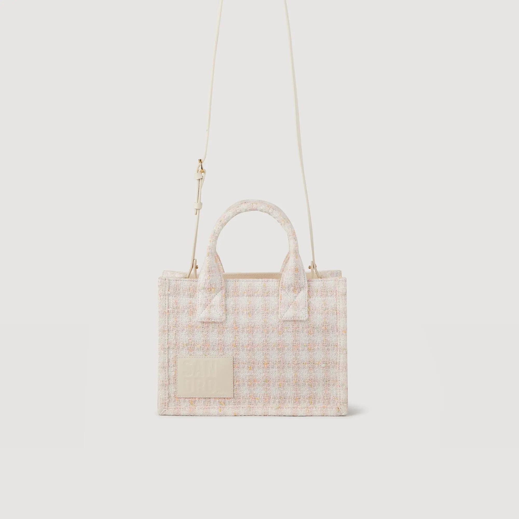 Sacs Cabas|Sacs Porté Épaule*SANDRO Petit Cabas Kasbah En Tweed Rose Clair