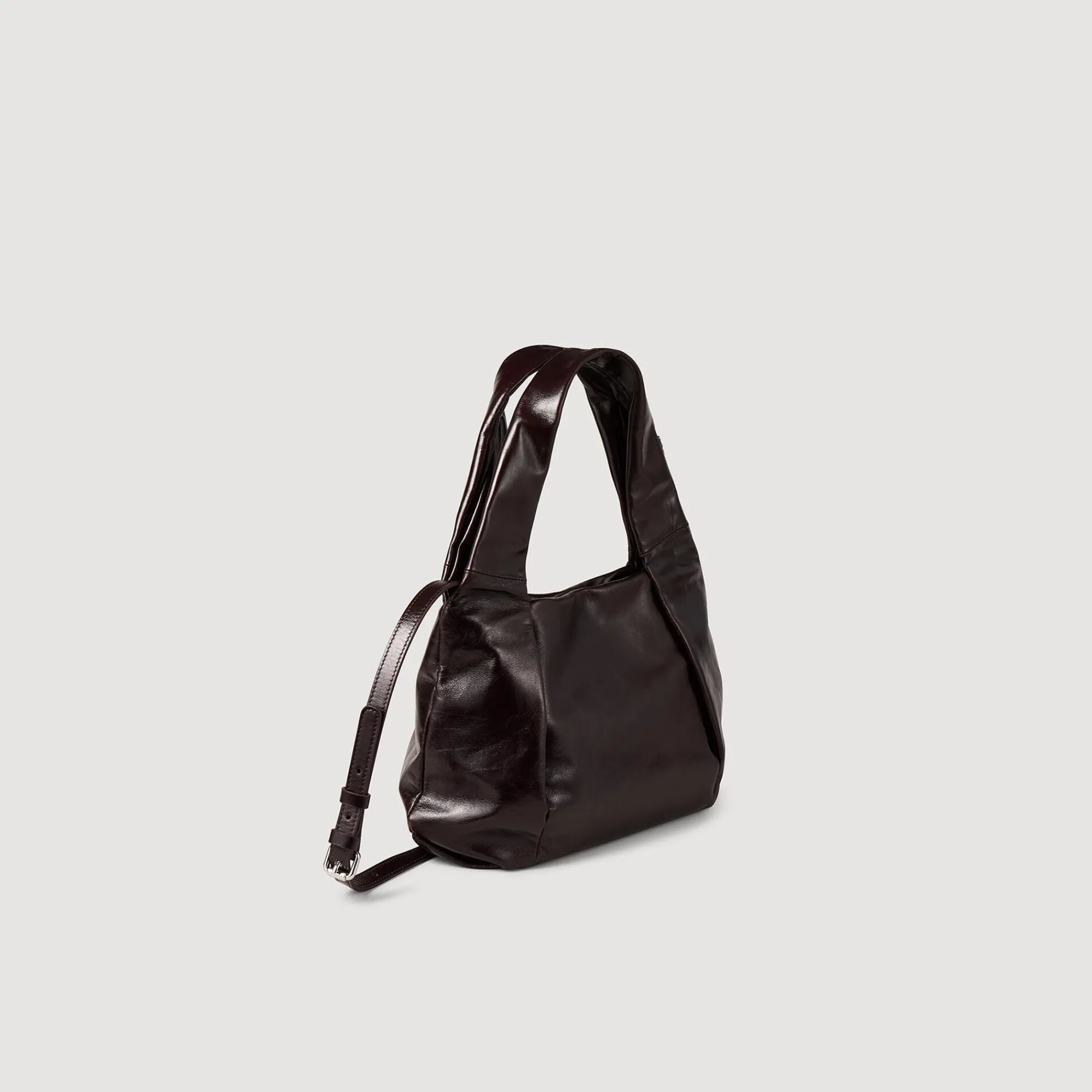 Sacs Cabas|Sacs Porté Épaule*SANDRO Petit Sac En Cuir Brillant Bordeaux