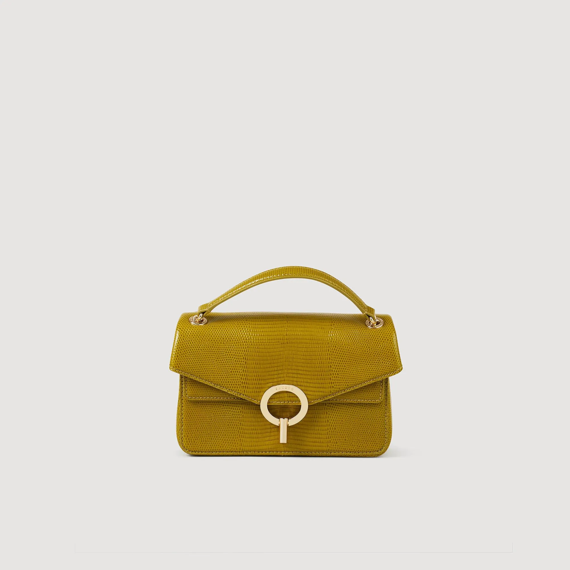 Sacs Porté Épaule|Mini Sacs*SANDRO Petit Sac Yza En Cuir Effet Lézard Vert Olive
