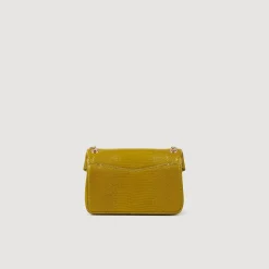 Sacs Porté Épaule|Mini Sacs*SANDRO Petit Sac Yza En Cuir Effet Lézard Vert Olive