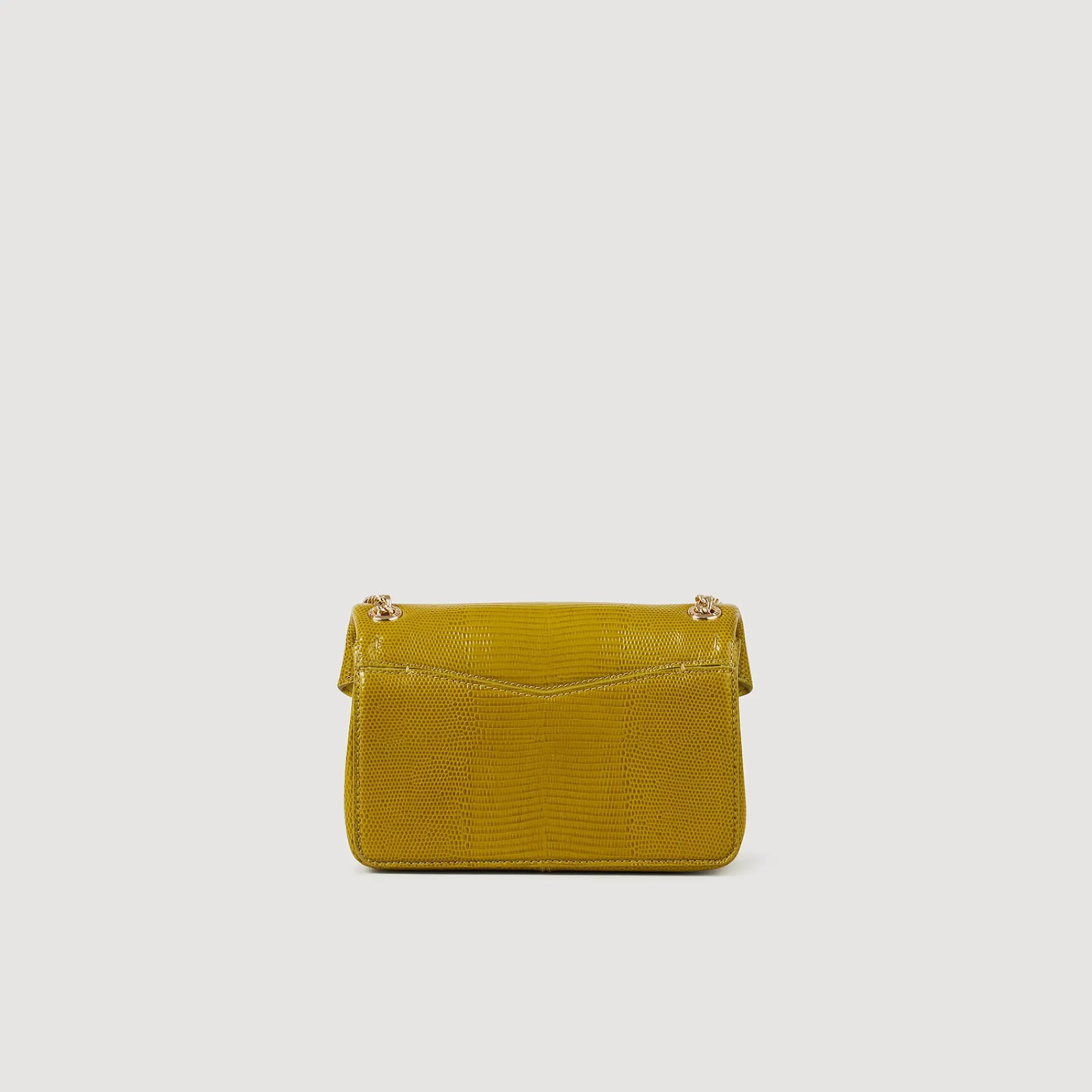Sacs Porté Épaule|Mini Sacs*SANDRO Petit Sac Yza En Cuir Effet Lézard Vert Olive