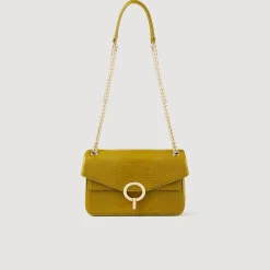 Sacs Porté Épaule|Mini Sacs*SANDRO Petit Sac Yza En Cuir Effet Lézard Vert Olive