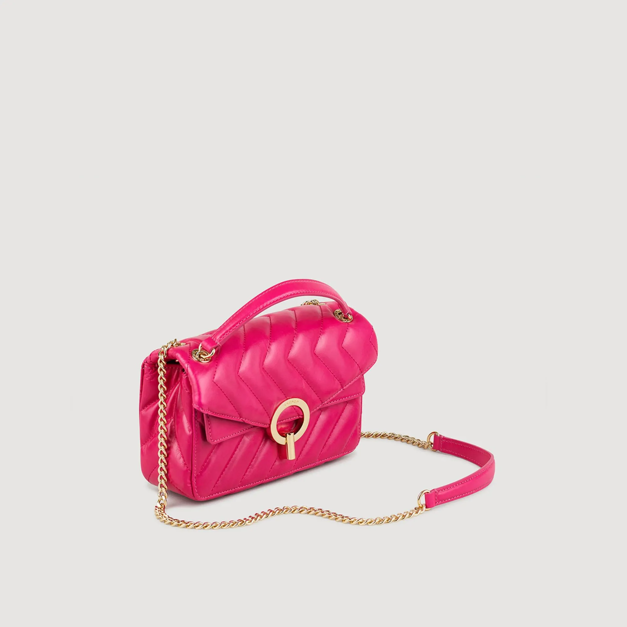 Sacs Porté Épaule|Mini Sacs*SANDRO Petit Sac Yza En Cuir Lisse Fushia