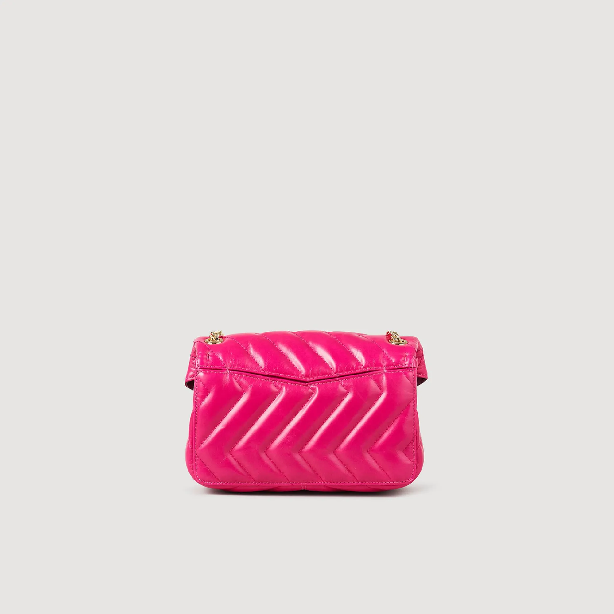 Sacs Porté Épaule|Mini Sacs*SANDRO Petit Sac Yza En Cuir Lisse Fushia