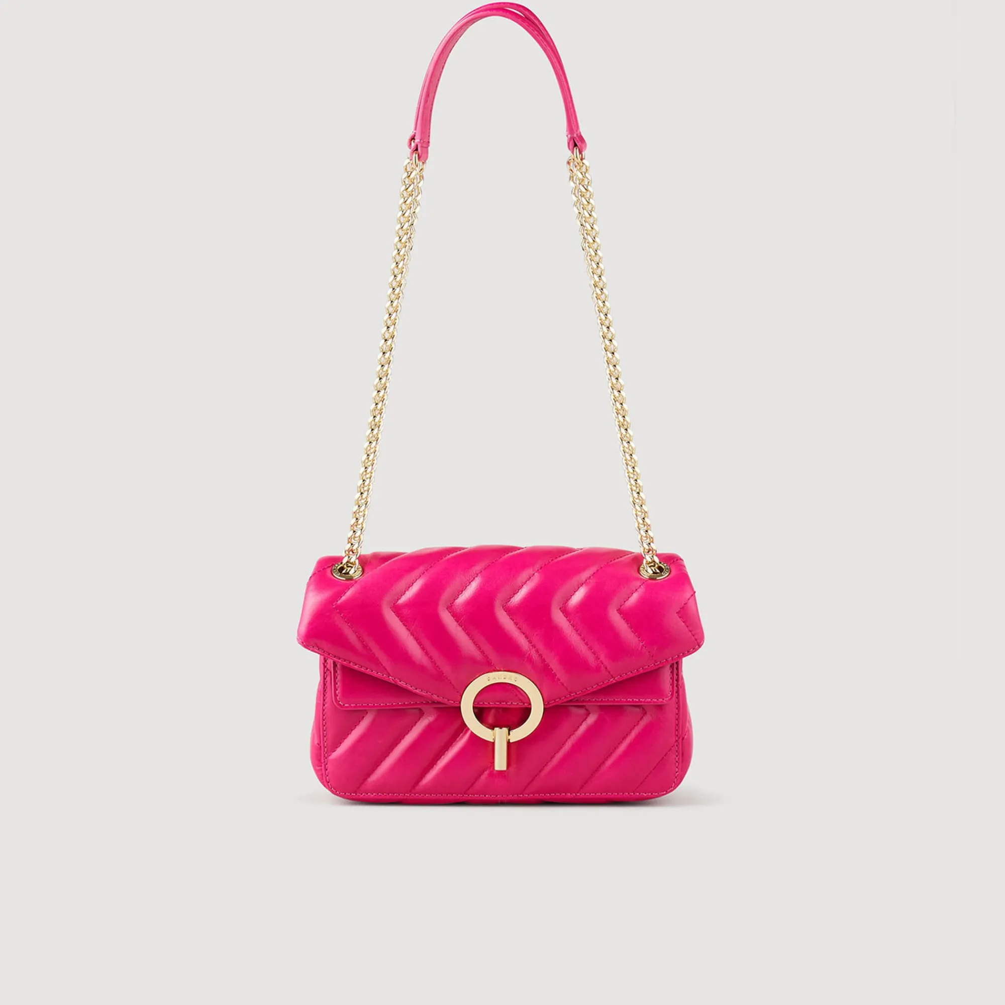 Sacs Porté Épaule|Mini Sacs*SANDRO Petit Sac Yza En Cuir Lisse Fushia