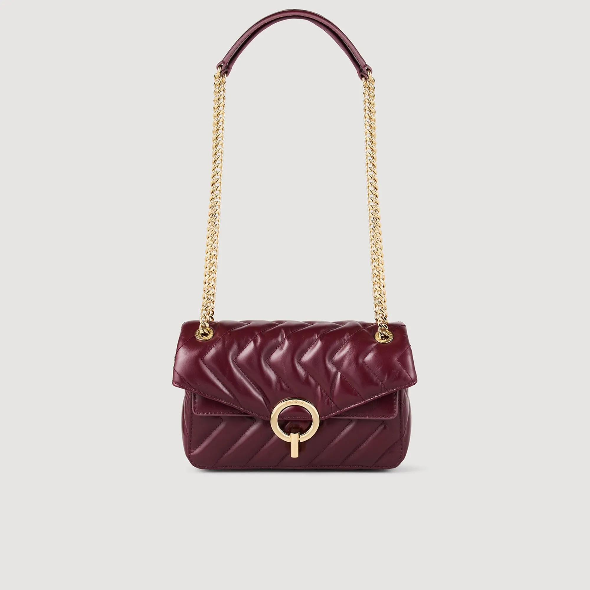 Sacs Porté Épaule|Sacs À Bandoulière*SANDRO Petit Sac Yza En Cuir Lisse Bordeaux