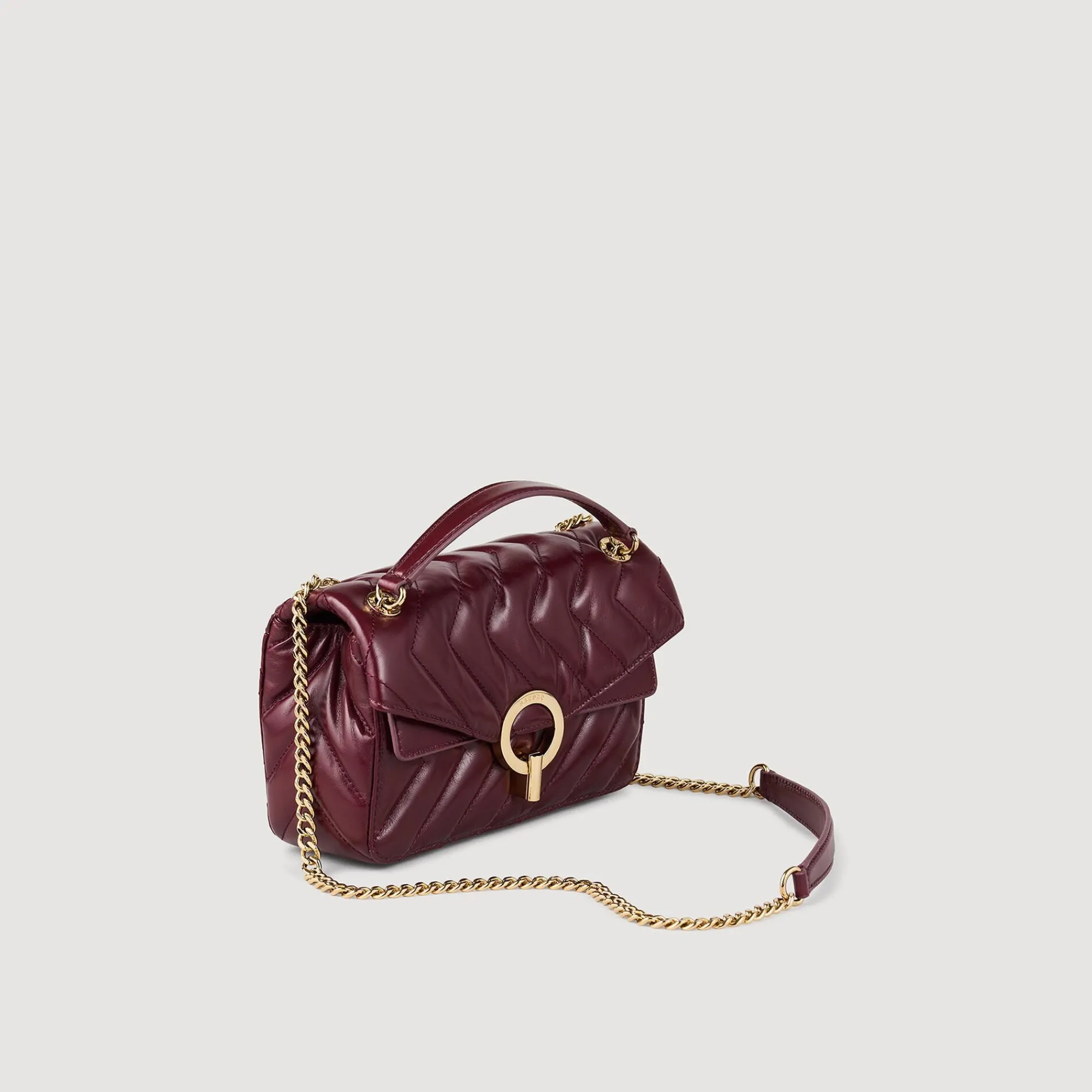 Sacs Porté Épaule|Sacs À Bandoulière*SANDRO Petit Sac Yza En Cuir Lisse Bordeaux