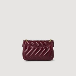 Sacs Porté Épaule|Sacs À Bandoulière*SANDRO Petit Sac Yza En Cuir Lisse Bordeaux