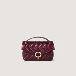 Sacs Porté Épaule|Sacs À Bandoulière*SANDRO Petit Sac Yza En Cuir Lisse Bordeaux