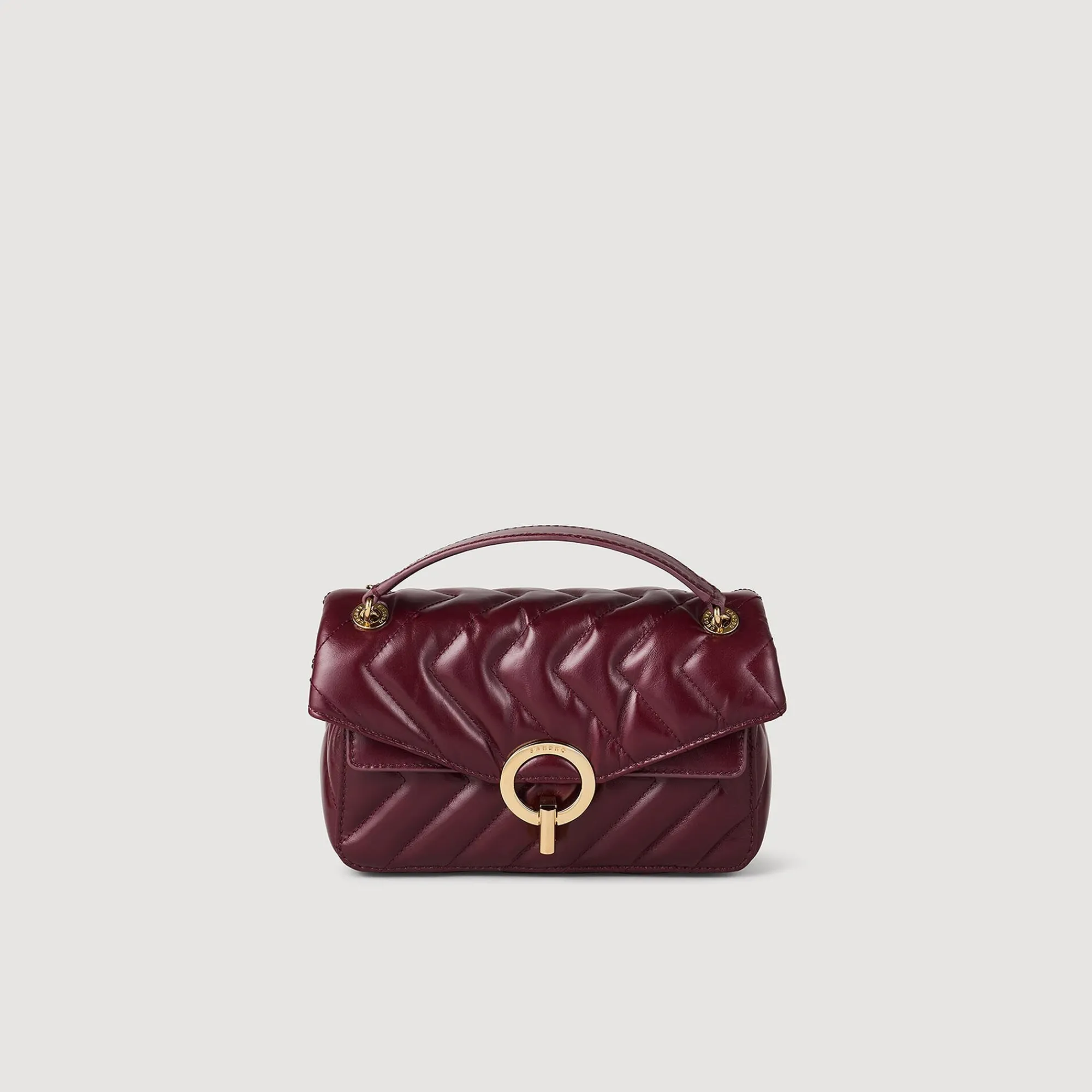 Sacs Porté Épaule|Sacs À Bandoulière*SANDRO Petit Sac Yza En Cuir Lisse Bordeaux