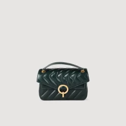 Sacs Porté Épaule|Sacs À Bandoulière*SANDRO Petit Sac Yza En Cuir Lisse Vert forêt