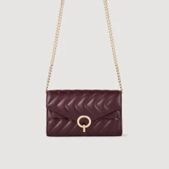 Sacs Porté Épaule|Sacs À Bandoulière*SANDRO Pochette Crossbody En Cuir Bordeaux