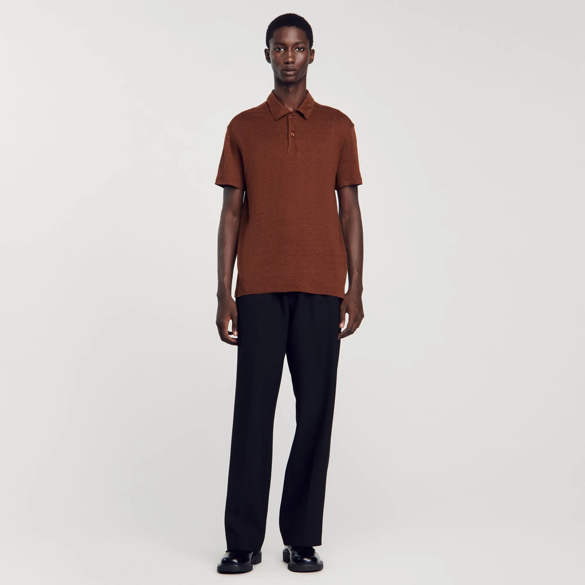 T-Shirts & Polos*SANDRO Polo En Lin Chocolat
