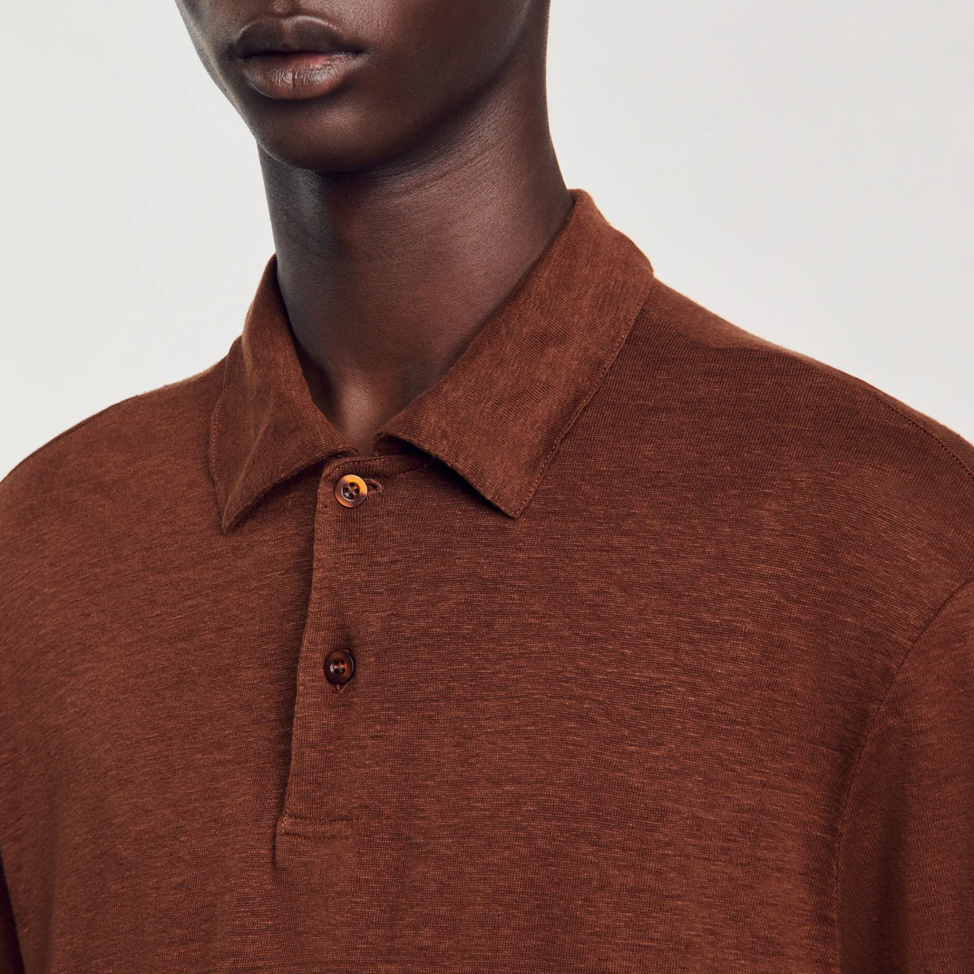 T-Shirts & Polos*SANDRO Polo En Lin Chocolat