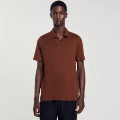 T-Shirts & Polos*SANDRO Polo En Lin Chocolat