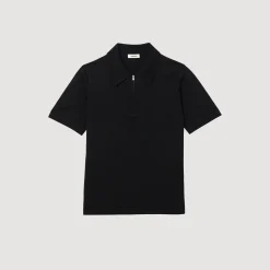 T-Shirts & Polos|Pulls & Gilets*SANDRO Polo En Maille à Col Zippé Noir