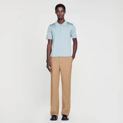 T-Shirts & Polos|Pulls & Gilets*SANDRO Polo En Maille à Col Zippé Bleu Ciel