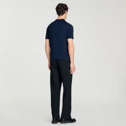 Pulls & Gilets|T-Shirts & Polos*SANDRO Polo En Maille à Col Zippé Marine