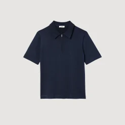 Pulls & Gilets|T-Shirts & Polos*SANDRO Polo En Maille à Col Zippé Marine