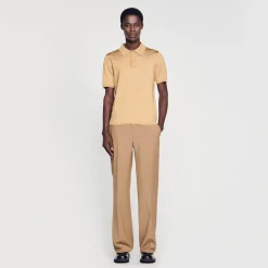 Pulls & Gilets|T-Shirts & Polos*SANDRO Polo En Maille à Manches Courtes Champagne