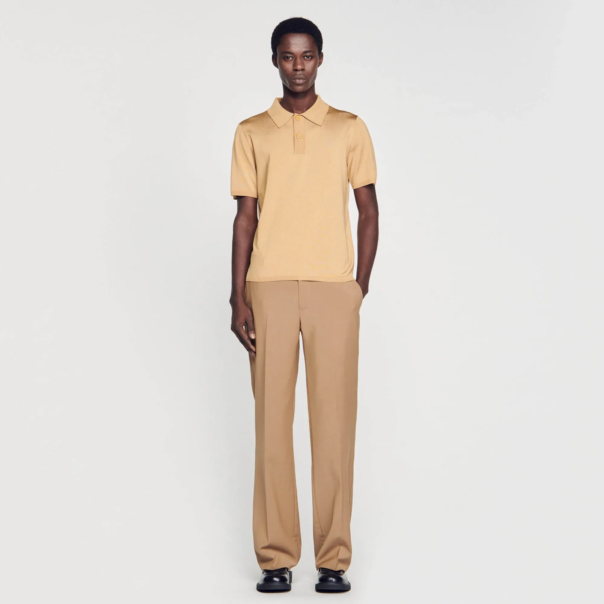 Pulls & Gilets|T-Shirts & Polos*SANDRO Polo En Maille à Manches Courtes Champagne