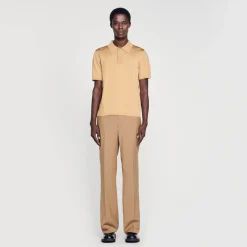 Pulls & Gilets|T-Shirts & Polos*SANDRO Polo En Maille à Manches Courtes Champagne
