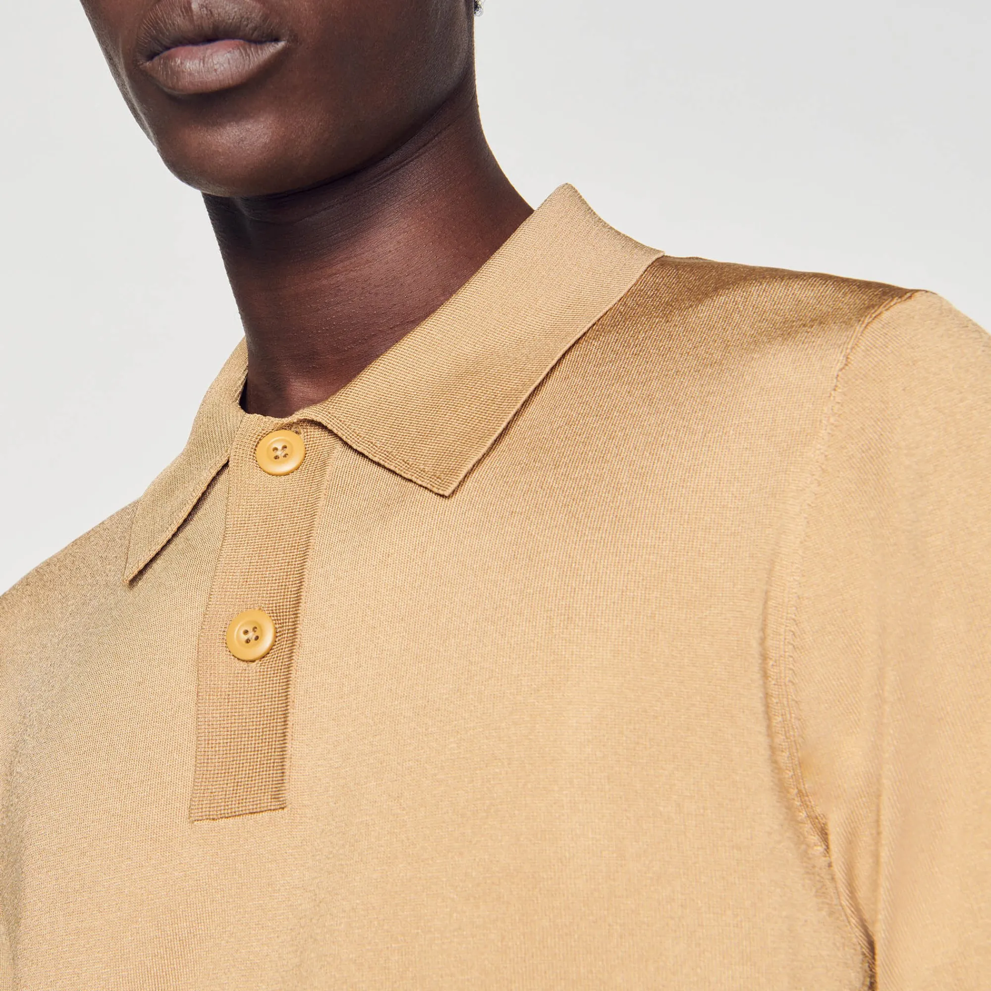 Pulls & Gilets|T-Shirts & Polos*SANDRO Polo En Maille à Manches Courtes Champagne