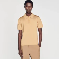 Pulls & Gilets|T-Shirts & Polos*SANDRO Polo En Maille à Manches Courtes Champagne
