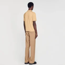 Pulls & Gilets|T-Shirts & Polos*SANDRO Polo En Maille à Manches Courtes Champagne