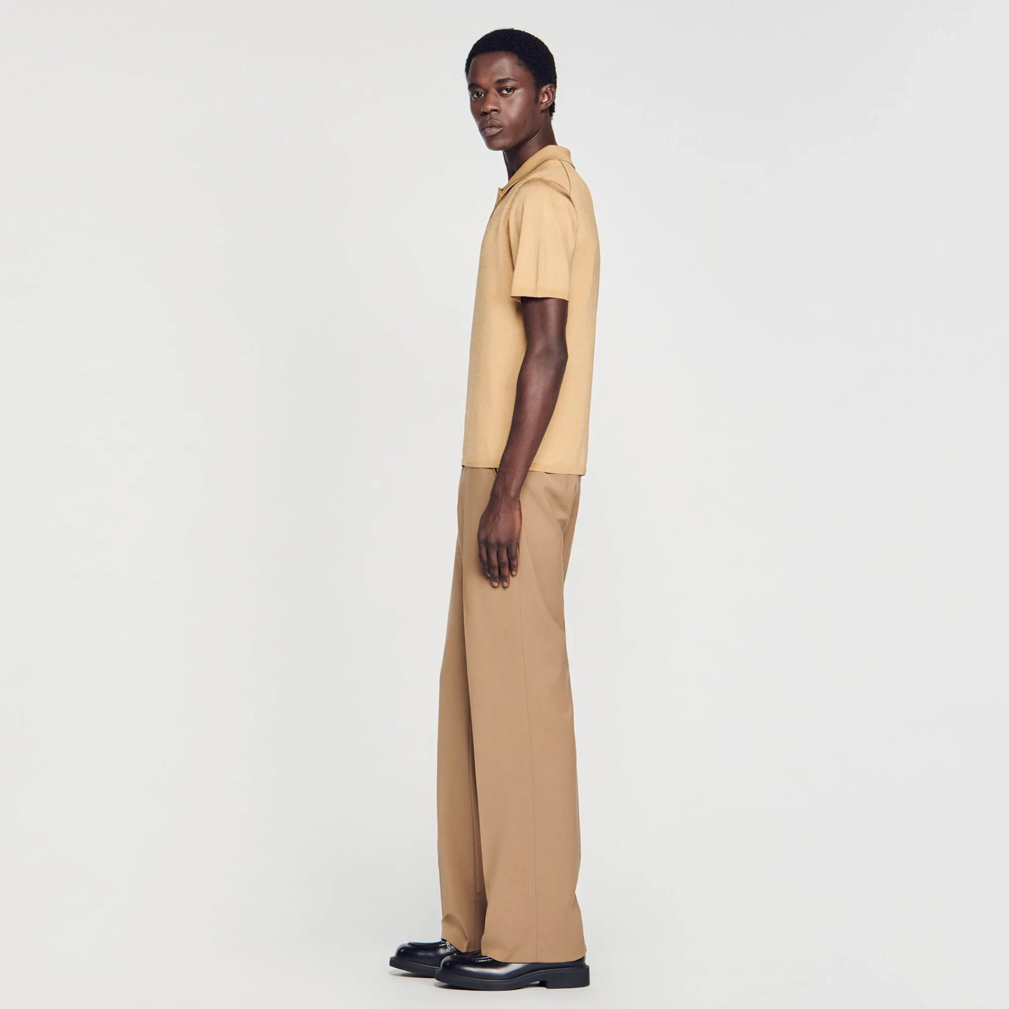 Pulls & Gilets|T-Shirts & Polos*SANDRO Polo En Maille à Manches Courtes Champagne