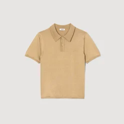 Pulls & Gilets|T-Shirts & Polos*SANDRO Polo En Maille à Manches Courtes Champagne
