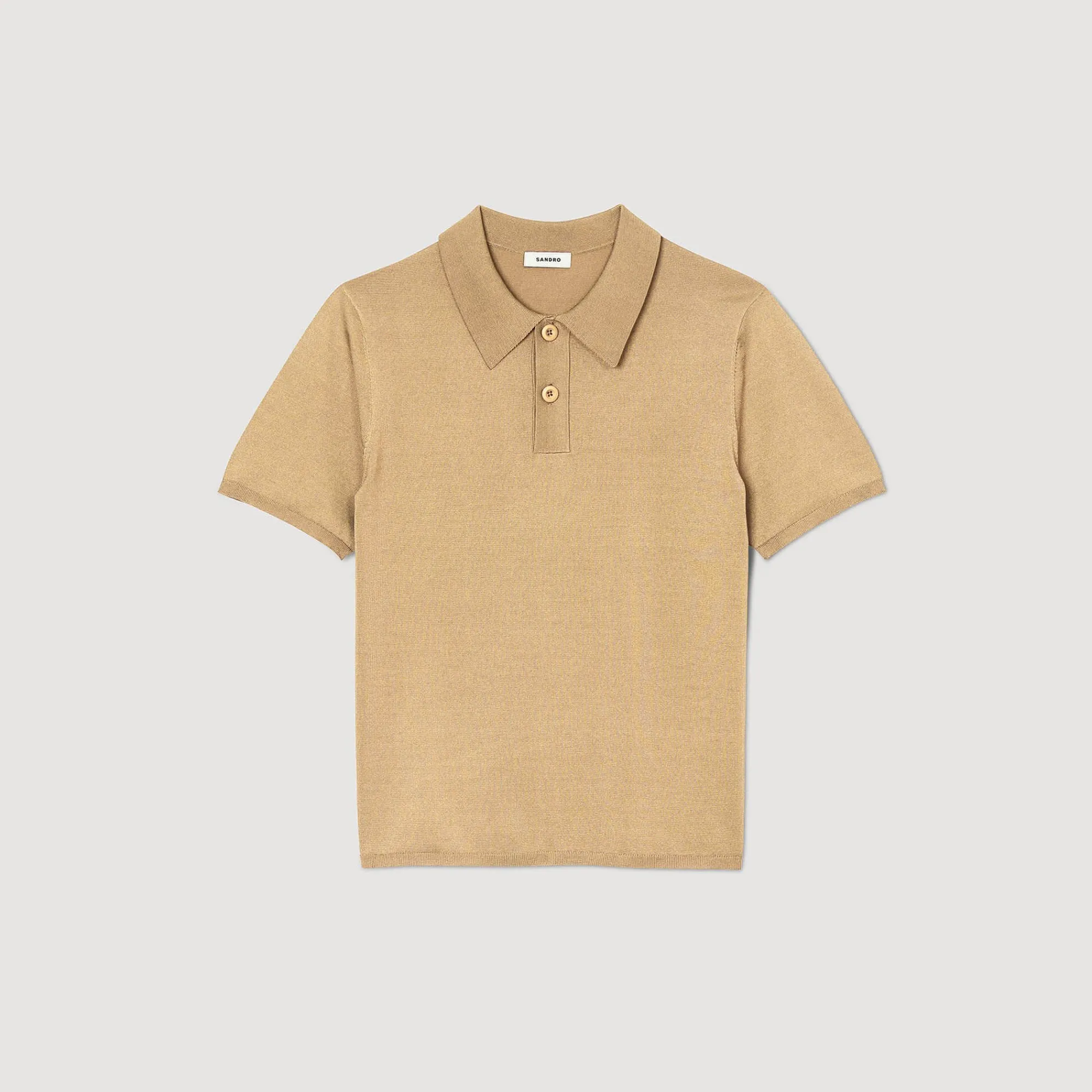 Pulls & Gilets|T-Shirts & Polos*SANDRO Polo En Maille à Manches Courtes Champagne