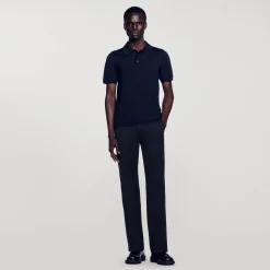 T-Shirts & Polos|Pulls & Gilets*SANDRO Polo En Maille à Manches Courtes Noir