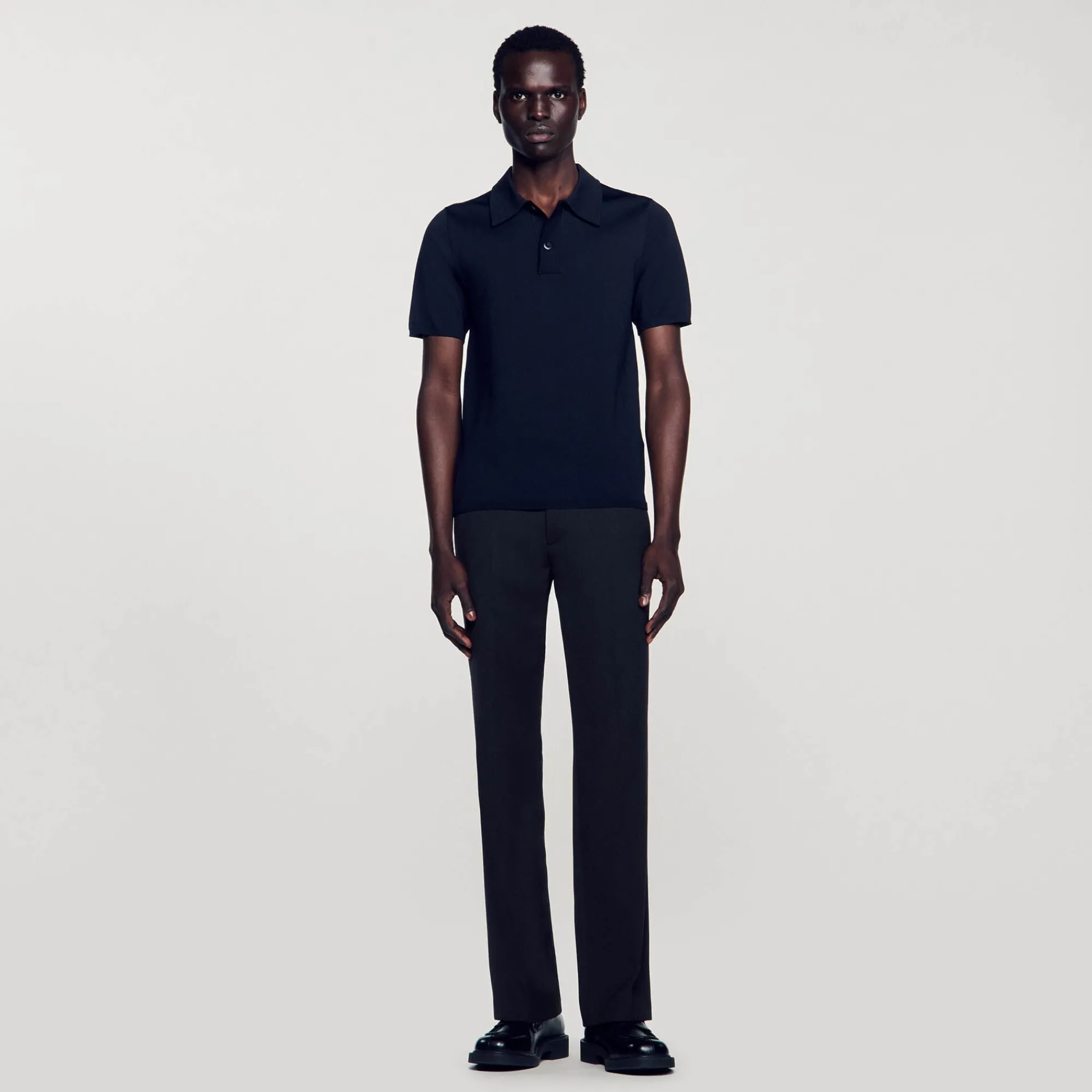 T-Shirts & Polos|Pulls & Gilets*SANDRO Polo En Maille à Manches Courtes Noir