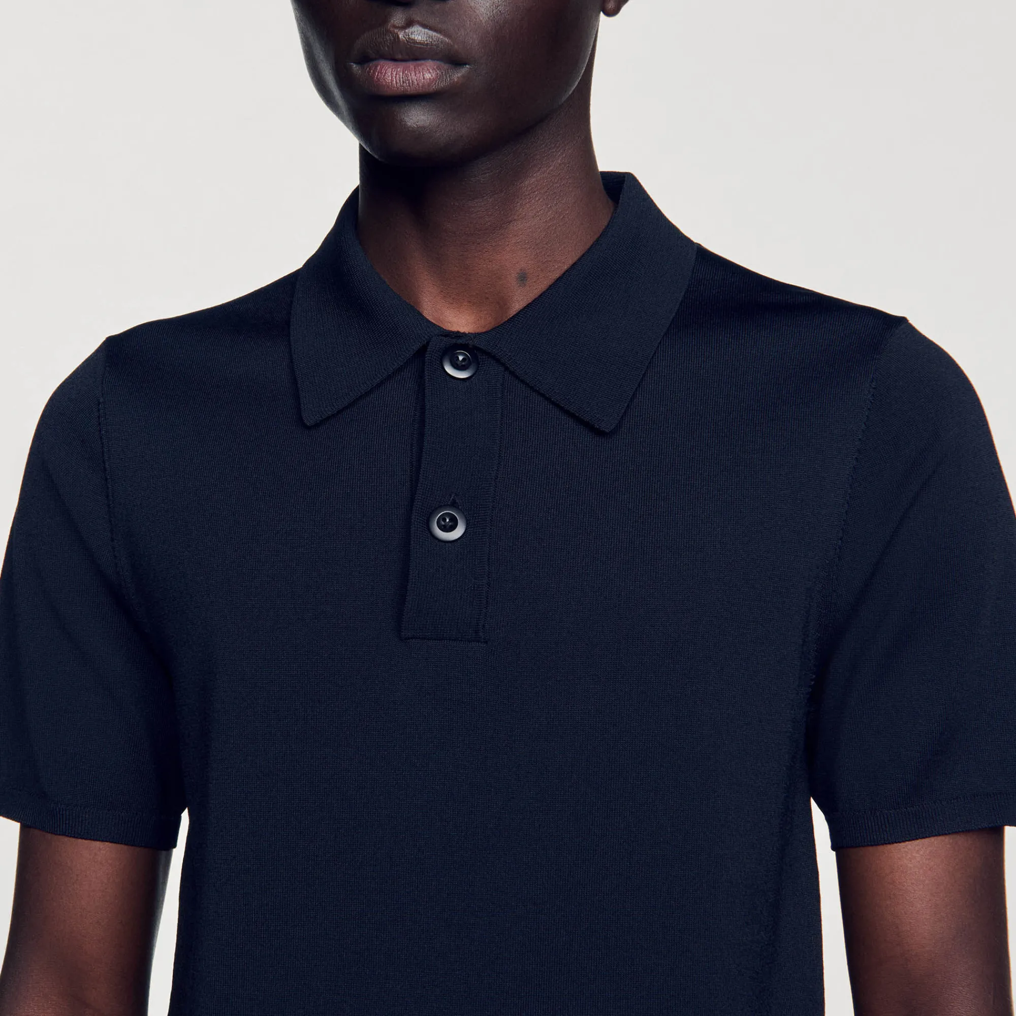 T-Shirts & Polos|Pulls & Gilets*SANDRO Polo En Maille à Manches Courtes Noir
