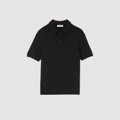 T-Shirts & Polos|Pulls & Gilets*SANDRO Polo En Maille à Manches Courtes Noir
