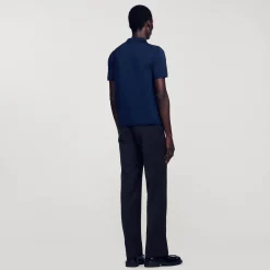 T-Shirts & Polos|Pulls & Gilets*SANDRO Polo En Maille à Manches Courtes Marine