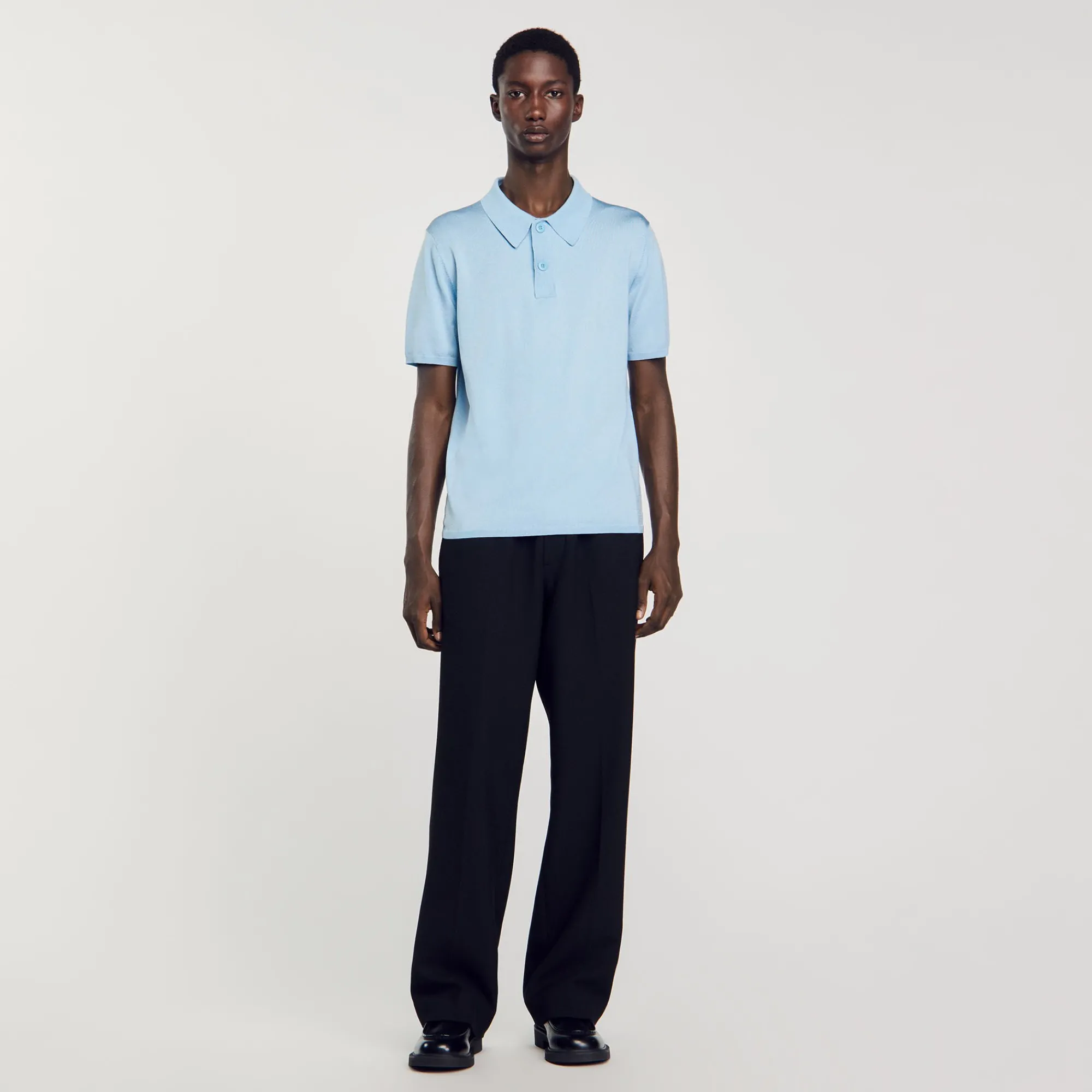 Pulls & Gilets|T-Shirts & Polos*SANDRO Polo En Maille à Manches Courtes Bleu jean
