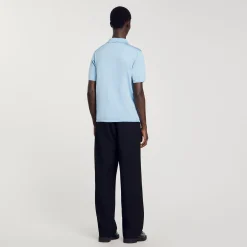 Pulls & Gilets|T-Shirts & Polos*SANDRO Polo En Maille à Manches Courtes Bleu jean
