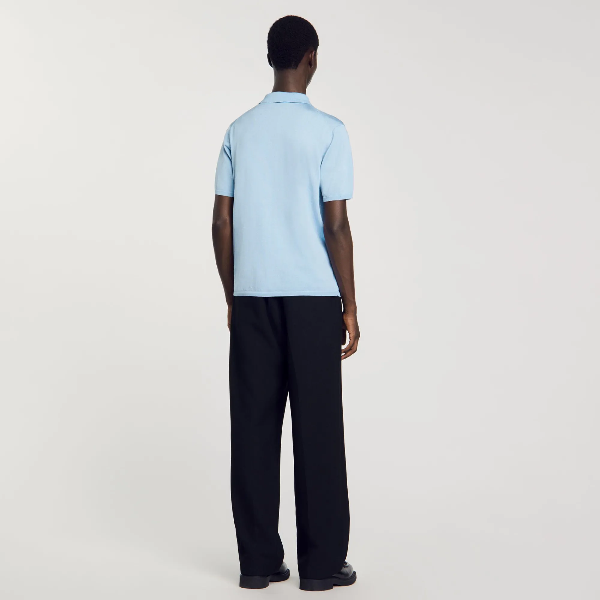 Pulls & Gilets|T-Shirts & Polos*SANDRO Polo En Maille à Manches Courtes Bleu jean