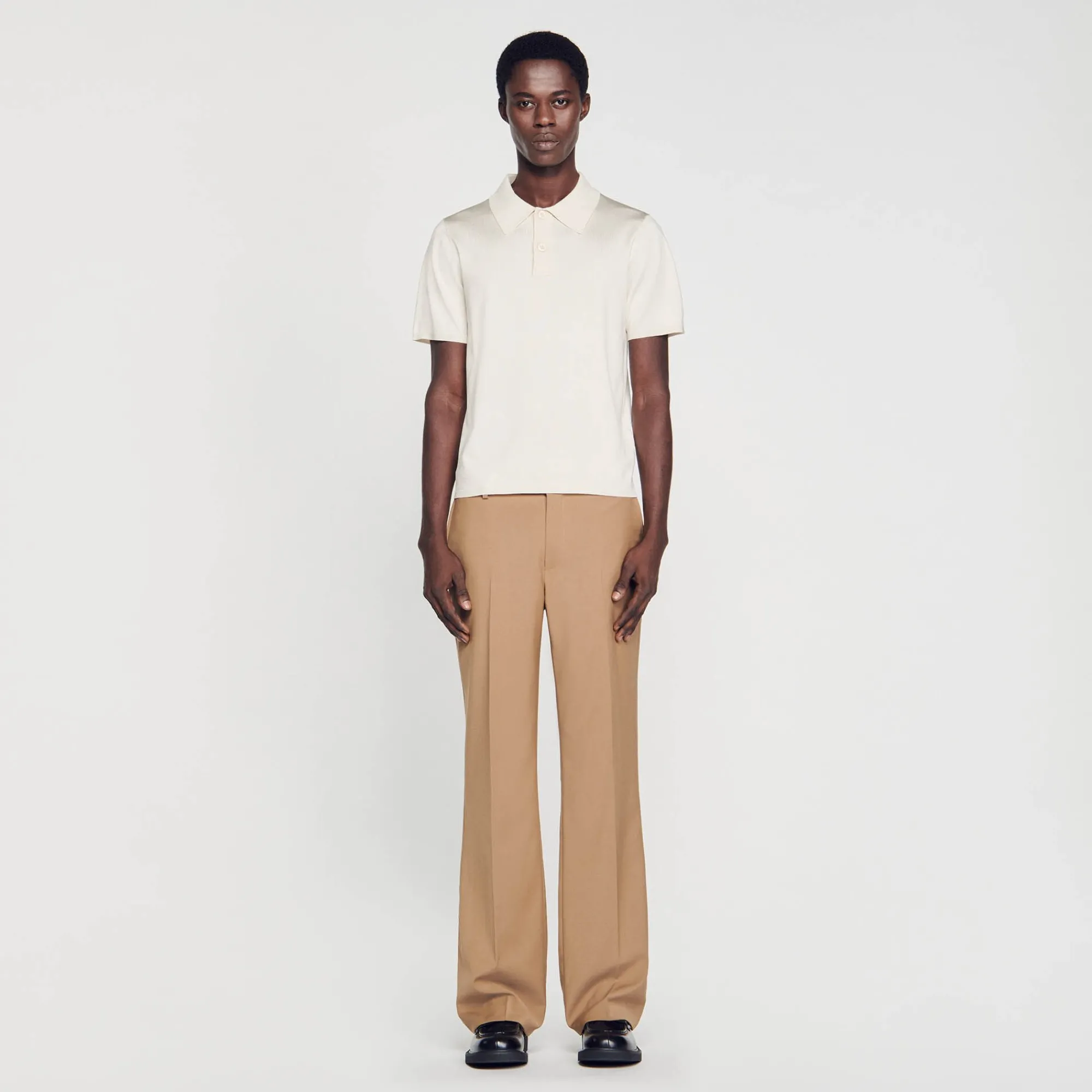 T-Shirts & Polos|Pulls & Gilets*SANDRO Polo En Maille à Manches Courtes Creme