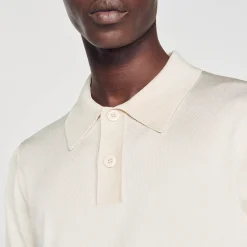 T-Shirts & Polos|Pulls & Gilets*SANDRO Polo En Maille à Manches Courtes Creme