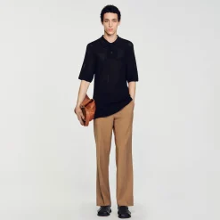 T-Shirts & Polos|Pulls & Gilets*SANDRO Polo En Maille Ajourée Noir