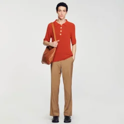 T-Shirts & Polos|Pulls & Gilets*SANDRO Polo En Maille Effet Bouclettes Orange